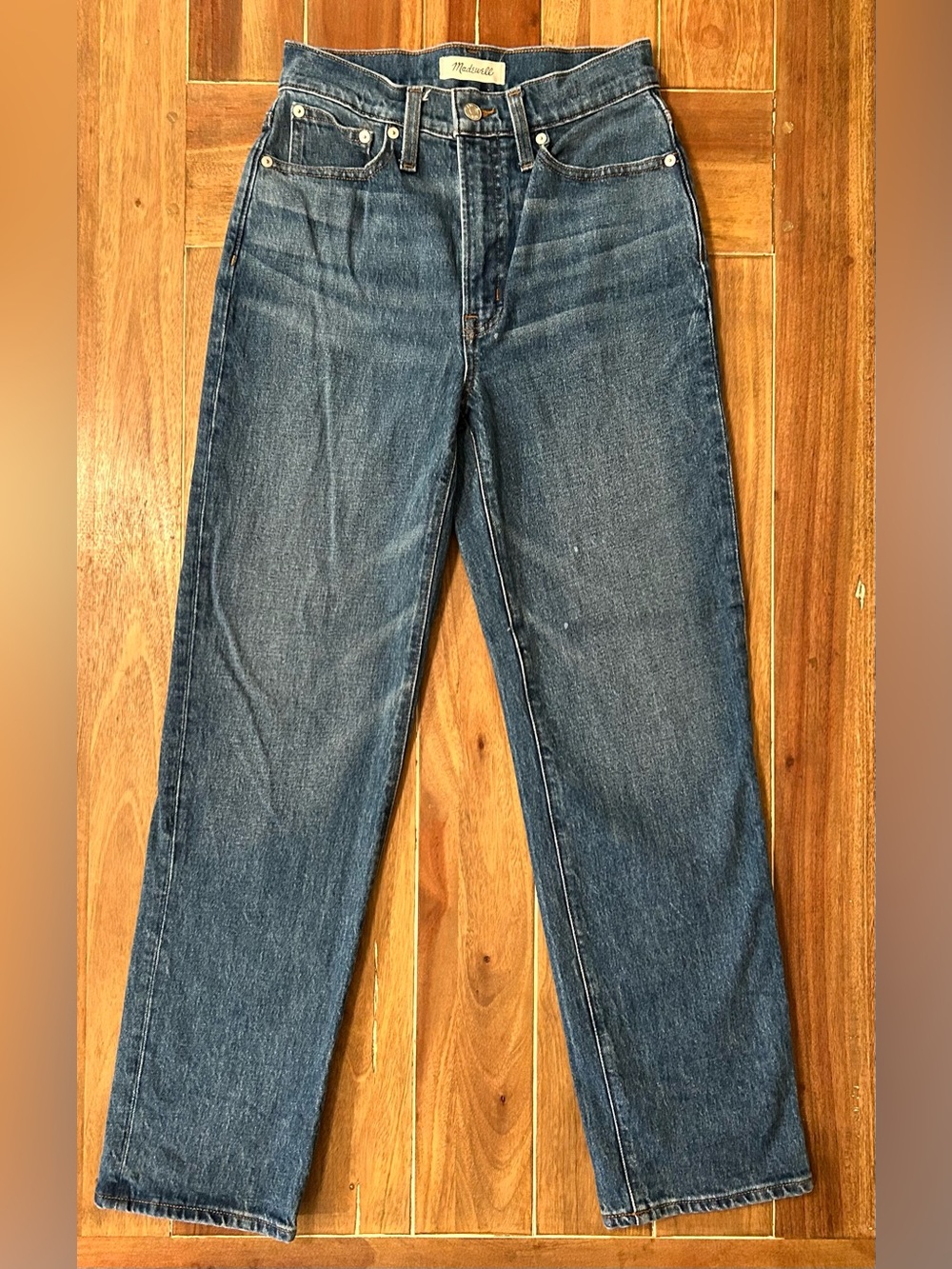 Madewell Perfect Vintage Straight-Leg Jeans‎ in Dark Blue. 25